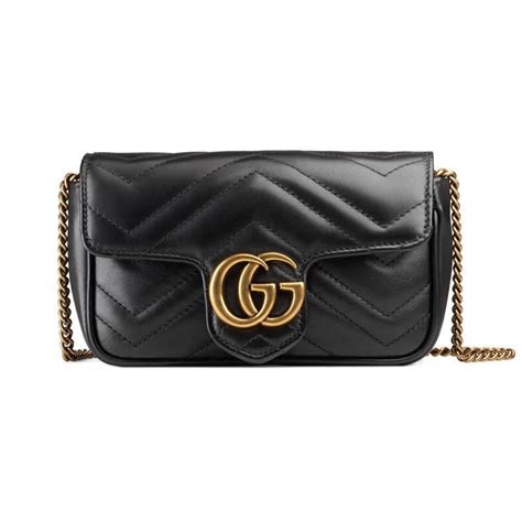 gucci gg marmont matelassé leather mini bag - black|Gucci mini black crossbody bag.